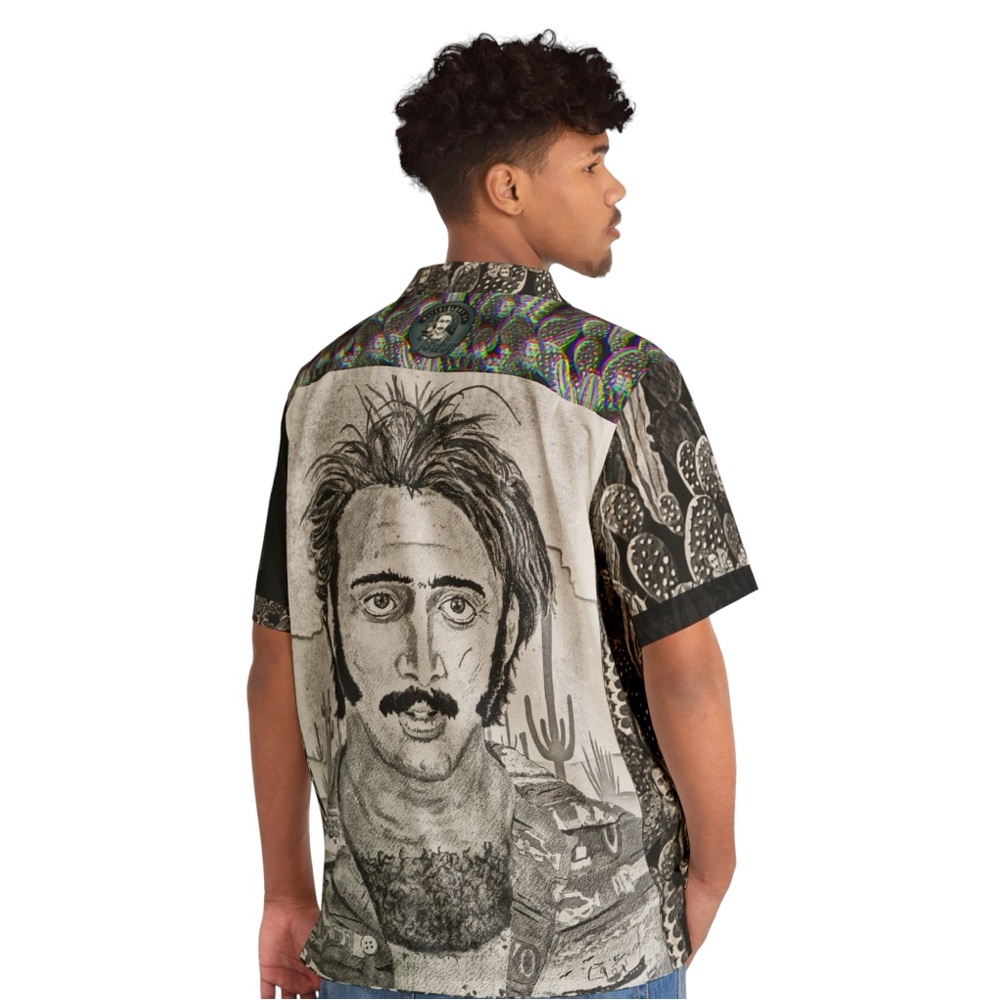 The Nicolas Cage Cactus Acid Trip Hawaiian Shirt in Vintage Grayscale